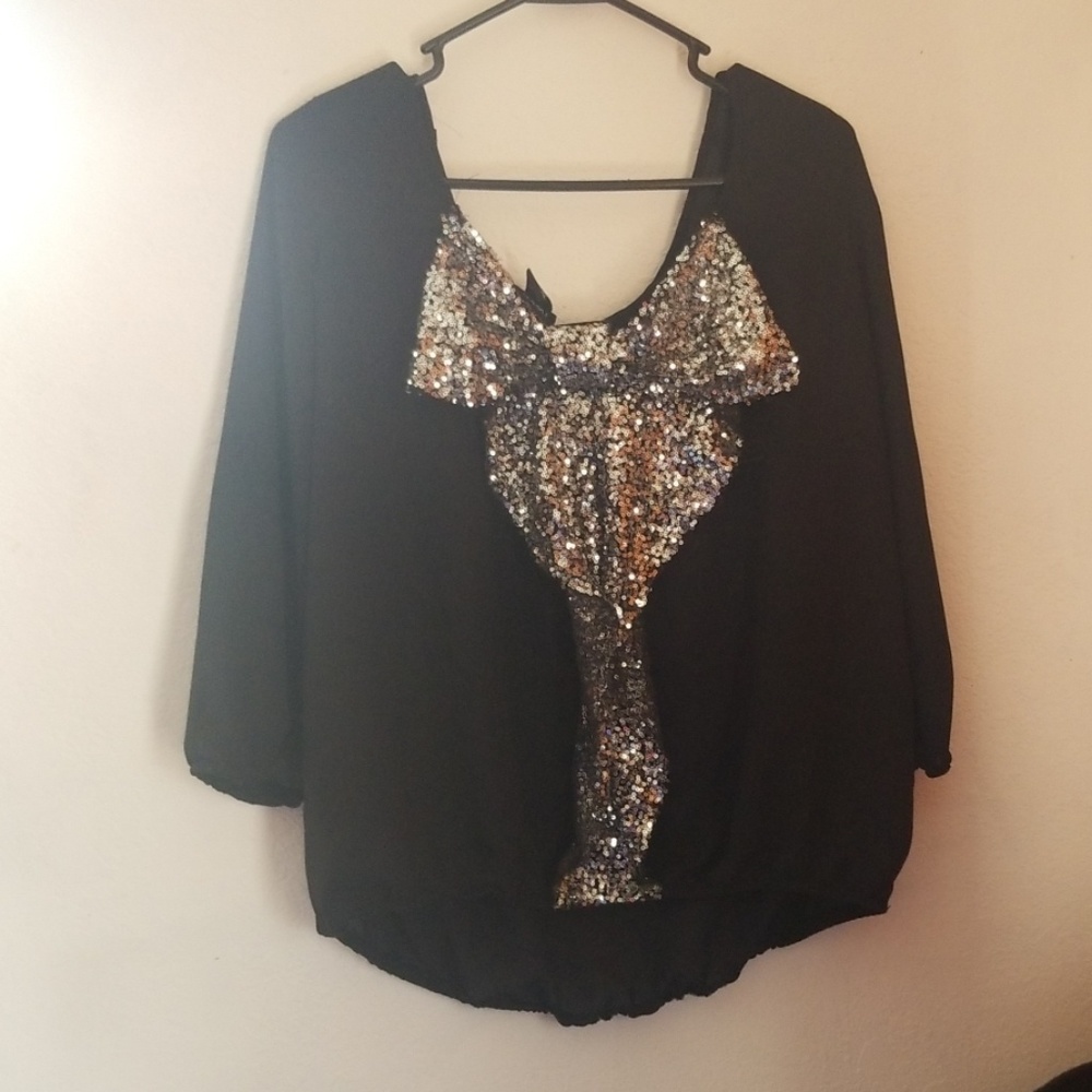 Rue21 black blouse with bow on back